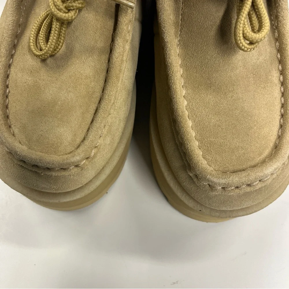 Clarks Tan Suede Platform Ankle Shoes